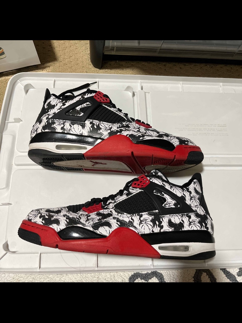 Nike Air Jordan 4 Retro Tattoo Men’s Sz 13 Black/White/Red BQ0897-006 (2018)